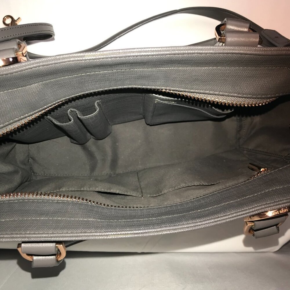 Dagne Dover Classic size Signature Tote in Graphite tablet briefcase w/rose gold - Picture 8 of 12